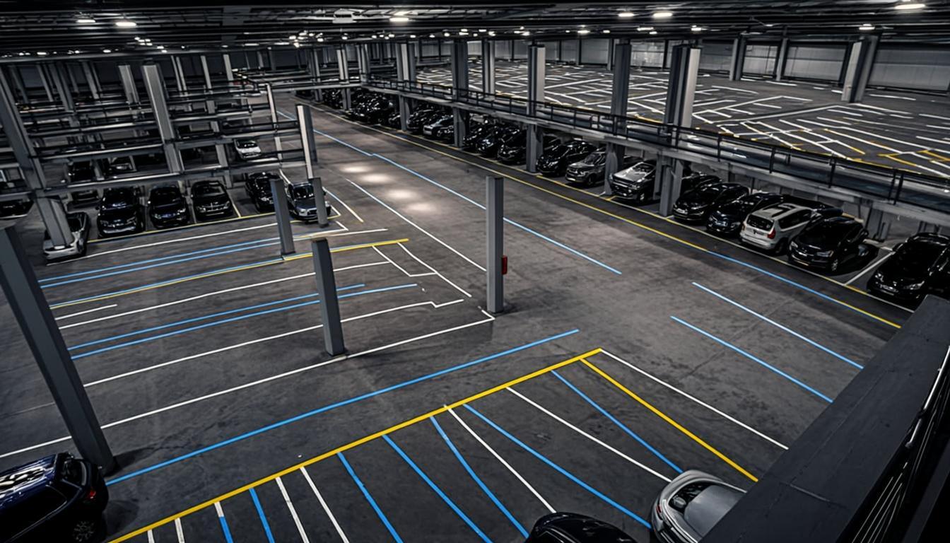 Dubai Mega-Mall Parking Deck Marking β Parking Lot Marking project in Dubai